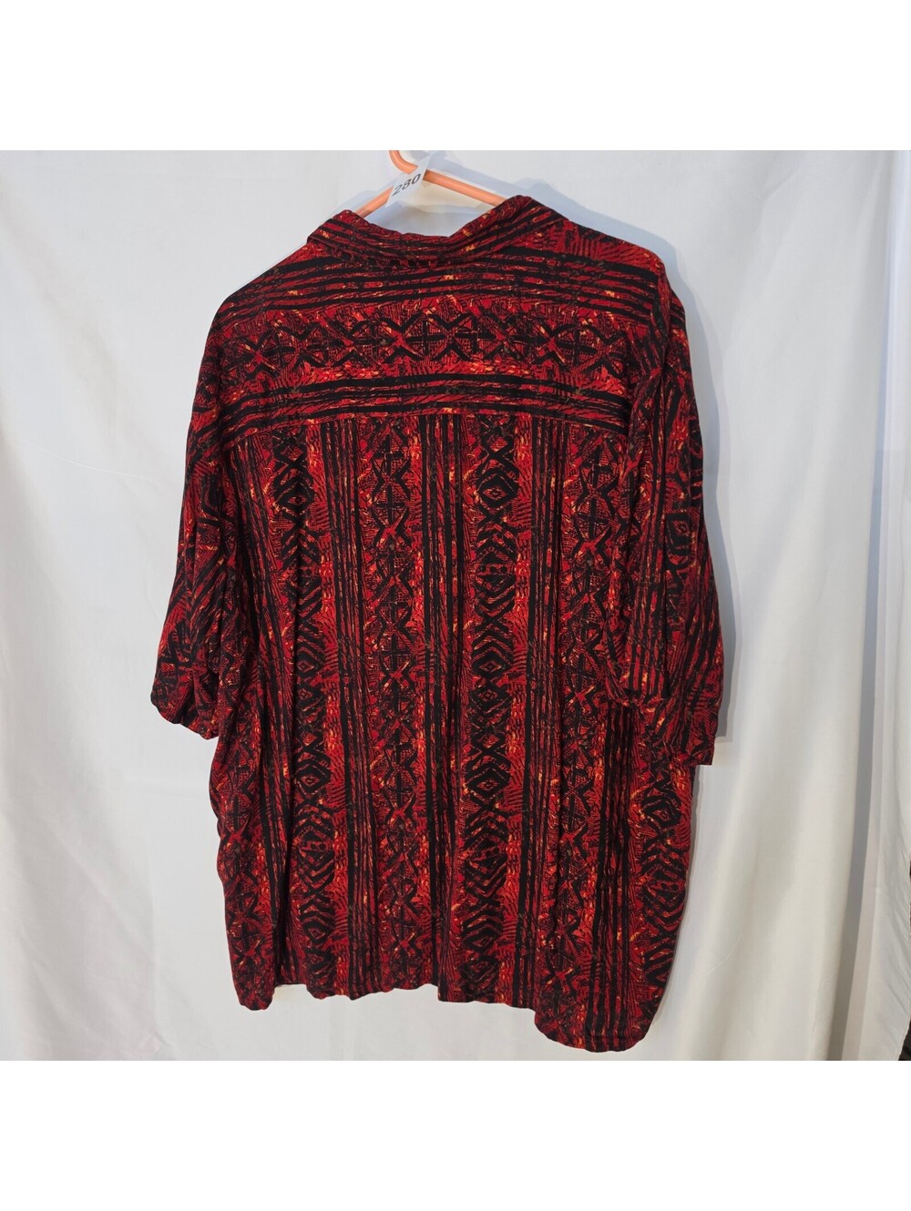 #0280 Puritan Men's 2XL Rayon Button-Up Shirt Red and Black Pattern - Picture 3 of 6